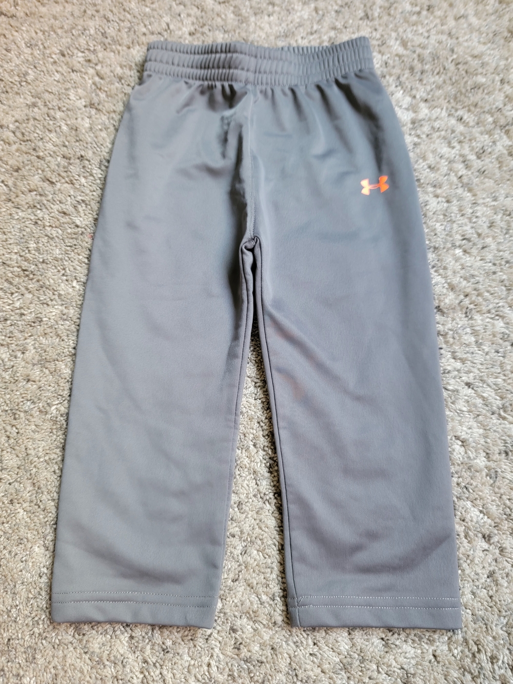 Under Armour Gray Kids Active Pants with Orange Logo 24M